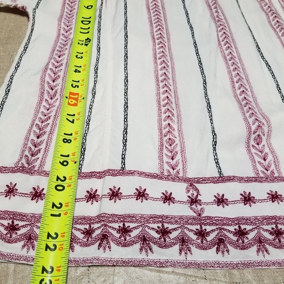 Women's Blouse Kori America Size Small Cream and Red Open Back Cold Shoulder - Picture 11 of 13